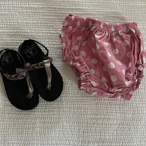 Pottery Barn kids diaper cover and Reef flip flops